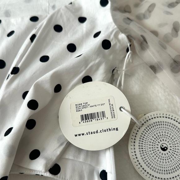 NWT💕 STAUD Rose Polka Dot Puff-Sleeve Organza Bustier Top Size 0 - Picture 6 of 7